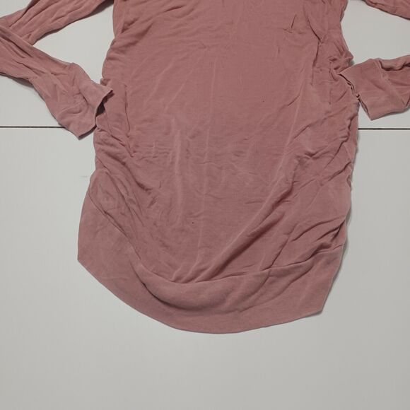 Isabel Womens Maternity S Sweater Pink Modal Spandex Long Sleeve Lace Notch Neck - Picture 9 of 12